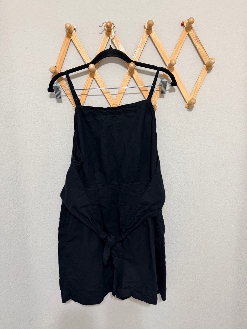 Madewell Tie Waist Romer True Black Linen Cotton Viscose Blend Size 14 - Picture 4 of 7